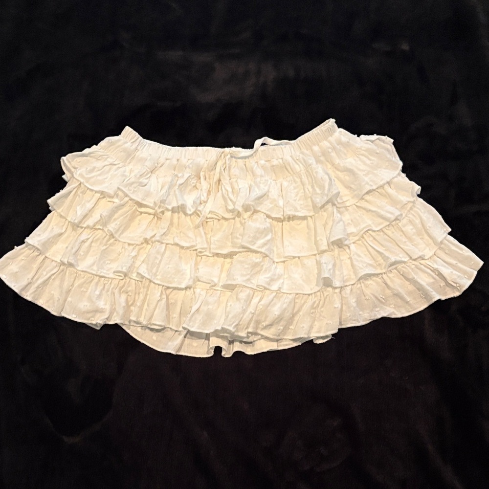 Altar'd State White Tiered Ruffle Mini Skirt